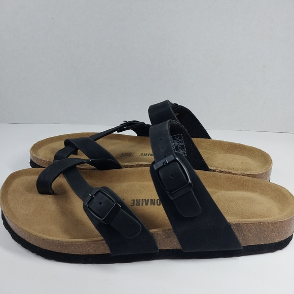 Cushionaire Luna Women's 11 M Black Leather Cork Footbed Adjustable Sandals - Picture 7 of 11